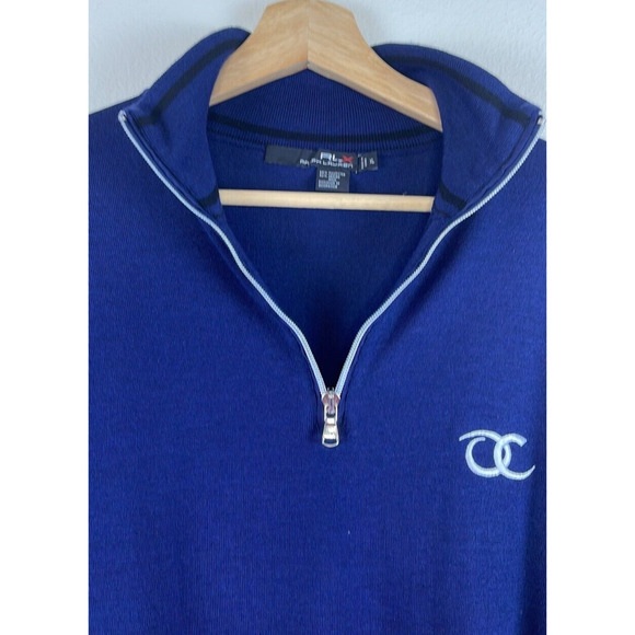 RLX RALPH LAUREN MEN'S HALF-ZIP MERINO WOOL NAVY BLUE SWEATER SIZE XL - Picture 7 of 10